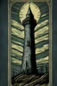 Placeholder: Tarot card of the tower in the art style of junji ito