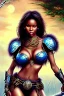 Placeholder: african milf, brunett hair, warrior princess, nacht, große oberweite, corsage, necklace, fantasy art