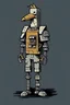 Placeholder: tall robot body with a chickenhead wearing a hoodie, jeans,s and Converse shoes in an 8-bit art style and make it look game of thrones themed