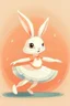 Placeholder: cartoon style: cute little rabbit ballerina doing pirouette