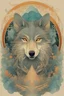 Placeholder: portrait of a mystic wolf facing forward disappearing into smoke by Alphonse Mucha, by victo ngai, by Hokusai, sacred geometry, medicine, sacred