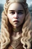 Placeholder: Perfect Emilia clarke face, viking clothes, fullbody, highly detailed face, highly realistic, dragon, fire, particles