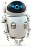 Placeholder: Full portrait of a cute robot. full body, white body, oval body, two arms, no-legs, happy face, digital eyes, white background, awesome Pose, Character Design By Pixar And Hayao Miyazaki, Unreal 5, Daz, Octane Render, Dynamic Lighting, Volumetric lighting, Intricate Detail, Cinematic