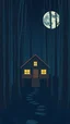 Placeholder: Minimalistic abstract, surrealism mobile a house in the wood,full moon, art, hues, High quality, 4k depth