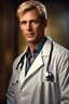 Placeholder: Portrait of a 40 year old handsome male doctor with short blonde hair, photorealistic, fantasy