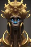 Placeholder: black male African Egyptian alien, cracks in the voodoo head, wicked, eyes, crown, Elephant, 8k, finely detailed, photo realistic, tiger turquoise skull head gold dragon space alien snow skeleton gold gorilla silver crown silver eyes