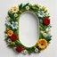 Placeholder: Letter (O) in embroidered flower style with clear background, white background, realistic photo, 8K