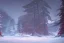 Placeholder: Concept art of the Olympic National Forest at night during winter by Ignis Bruno