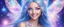 Placeholder: in the middle there is a beautiful bright fairy cosmic women with cosmic long straight hair, crystal jewel and dressed with a magic crystal suit. she has light make up and a sweety smile. she has a magic bright ray from her head to the sky