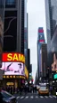 Placeholder: A bulletin with the word “ SAMARRAI”on NY Time Square