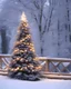 Placeholder: christmas tree with lights snow