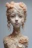 Placeholder: portrait of girl, 3D resin, Skin made from whimsical elements