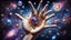 Placeholder: anamorphism trompe l'oeil hyperspace jeweled giant hand modelling a galaxy