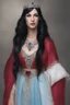 Placeholder: generate an image of a fake person that looks totally real, make them with long, straight black hair, blue eyes, well-endowed, wearing a jeweled tiara, a necklace with a heart-shaped ruby, transparent glass, slippers, and a light blue, V-neck t-shirt with a plunging neckline. a great big giant Cyrano de Bergerac nose, a great big giant Cyrano de Bergerac nose. huge, puffy, protruding lips, huge, puffy, protruding lips, extremely slanted busy eyebrows. Photorealistic, realistic, real life