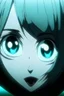 Placeholder: A vampire with turquoise eyes looks through an invisible peephole anime