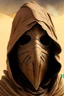 Placeholder: wizard mask light brown hood desert armor smoke