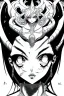 Placeholder: girl queen of demons, manga style, line arts illustration