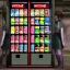 Placeholder: Female vending machine cyberpunk 3d cgi character very detailed and funny,8k,HD, cinematic,big Mellon's, unreal engine