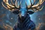 Placeholder: Beast Shadow symbiote in 8k realistic anime drawing style, blue neon crystal antlers deer, human model, close picture, fantasy Deer them, intricate details, highly detailed, high details, detailed portrait, masterpiece,ultra detailed, ultra quality