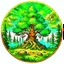 Placeholder: woods pine tree RPG MMO hotkey ability icon painterly