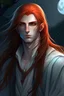 Placeholder: Pale moon elf long red hair male blue eyes