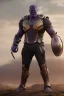 Placeholder: Thanos, the commander of the army of aliens and the king of the entire galaxy, is ready to go on a campaign with his two large swords, his very beautiful and impenetrable armor with his golden helmet, standing on top of a hill with his sword with infinity gauntlet