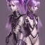 Placeholder: Detailed cute anime Kunoichi girl, purple hair buns, purple bangs, black latex bodysuit, intricate details, full body portrait, keep head in frame, slight smile, black Japanese motif, concept art, highly detailed, digital painting, concept art, sharp focus, illustration, art by Yoji Shinkawa, WLOP and greg rutkowski and alphonse mucha and artgerm and yanjun Chen and Junji ito and Makoto Shinkai, HDR, octane render