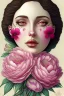 Placeholder: A woman's face with peonies, digital art by artist "Catrin Welz-Stein"