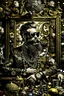 Placeholder: Artistic photo in the audacious style of Jill Greenberg, of man with a luxurious and striking style, abundance of jewelry, oversized square one-piece sunglasses,black beard, prints, extravagant, baroque scene , impasto style with thick textured strokes