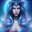 Placeholder: beautiful woman with long hair look the stars and northern aurora blue turquoise lights, blue, pink,