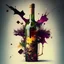 Placeholder: Artistic abstract collage wine bottle shot with bullet