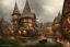 Placeholder: medieval fantasy poor village, rainy, stormy, dark, market, tavern, dirt path