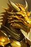 Placeholder: Dragonborn DnD, golden dragon, friendly face