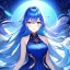 Placeholder: girl, masterpiece, best quality, volumetric lighting, detailed outfit, perfect eyes, deep sea blue hair, blue eyes, long hair, starry dress,