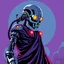 Placeholder: 8 bit pixelart of a terminator like robot, synthwave colored, vaporware, budist monk robe