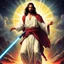 Placeholder: Jesus with a lightsaber opening the belly of the devil