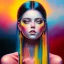 Placeholder: iv_a painting of a young woman, figurative art, an acrylic detailed painting,art style by Harumi Hironaka, turquoise pink and yellow, james terrell art, trending on artstation, soft lines,intricate art by bastien lecouffe deharme and greg rutkowski