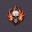 Placeholder: minimalistic burning screaming skull flame cyberpunk logo