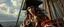 Placeholder: pin hole cam, master oil painting by Rembrandt, good afternoon scary hot seductive piratress merchant swashbuckler on stallion on ship
