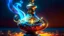 Placeholder: A mist form portrait of a spellbinding genie lamp, mystical, sparkling vapor style of kaleidoscopic smoke, cinematic background, hyperdetailed intricately detailed, mystical, intricate detail, prismatic fumes, colorful, multi-colored gas, misty, luminescent vapor, smoky, fantasy, concept art, 8k resolution, close-up, wide angle, depth of field, masterpiece, flowing, complex background, intricate detailed, bright colors, fantasy, intricate, smoke on camera, masterpiece, insanely detailed