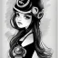 Placeholder: great illustrator, spanish, pencil sketch of a cute girl, beautiful, steampunk syle, black and white. Helmet with tubes.