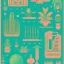 Placeholder: tropical city, latino, plants, streets, risograph poster, flat design, 2 colors