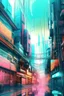 Placeholder: an innovative mixed media style digital art combining 3D, glitch art, and photography. Feature futuristic cityscapes with unexpected textures, layers, and dimensions.