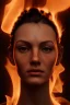 Placeholder: Fire theme art, Portrait of a woman by Michelangelo, 8K, close-up face, anatomically perfect face, dark moody night