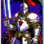 Placeholder: 90's TCG art retro fantasy art of white knight