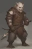 Placeholder: Dnd a young bugbear with WHITE fur and leather armor