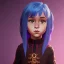 Placeholder: Portrait of a sweet 9 year old warlock toddler girl with brown hair with bangs and blue eyes