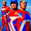 Placeholder: Realistic image of Donald trump super hero, retro style, watchmen style, red and blue breeches, glow confederate flag dress, suspenders, latex material, 80s, vibrant color, highly detailed, sky background, concept art, unreal engine 5, god rays, ray tracing, RTX, lumen lighting, ultra detail, volumetric lighting, 3d, finely drawn, high definition, high resolution.