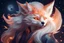 Placeholder: fantasy kitsune with human face at night