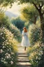 Placeholder: illustration style. Anne Shirley passed through the flowers and the pungent fragrance of the orchard in the evening air and reached the steps of the front door.